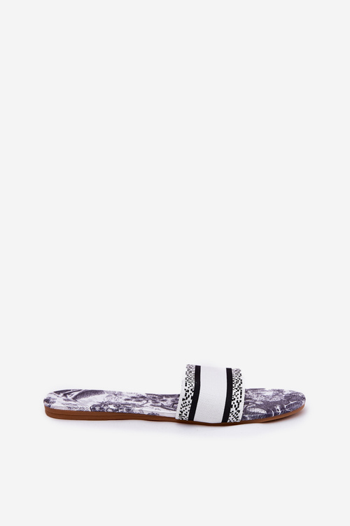 Patterned Flat Women's Sandals White Leysi