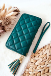 Large Quilted Wallet with Zips Green