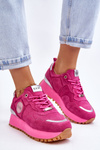 Women's Suede Platform Sports Shoes GOE LL2N4002 Fuchsia