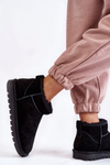 Women's Suede Low Snow Boots Black Shelie