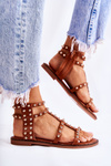 Women's Sandals With Studs In Brown Cavos