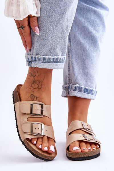 Klapki Damskie Wsuwane Beżowe Destino