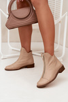 Leather Ankle Boots With Zipper Beige Zazoo 2785/079