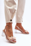 Heeled Sandals with Embellishments Beige SBarski MR1037-23