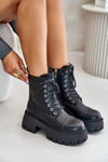 Warm Leather Ankle Boots Workers For Women With Zirconia GOE OO2N4125 Black