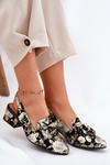 Leather Pumps With Flowers And Bow Black N6539-44