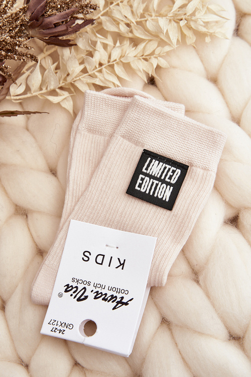 Children's Smooth Socks With Patch Beige