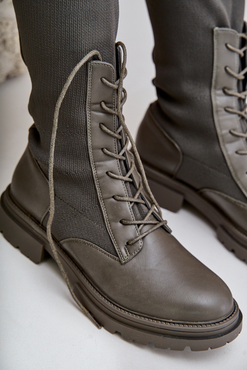 Slip-on Boots With Sock Shaft Dark Green Iranel