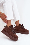 Laced Winter Boots Women On Platform Lined With Fur Brown Tavelle
