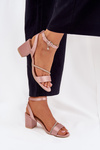 Ladies Heeled Sandals With Zirconia Vinceza 20268 Beige