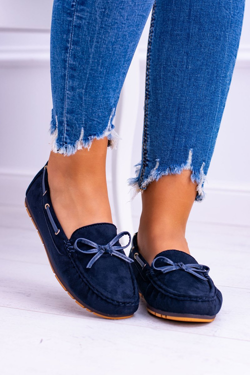 Navy Blue Suede Comfort Moccasins Gucio