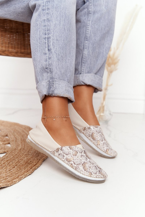 Women's Leather Ballerinas Maciejka Beige-Gold 01930-81