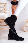 Suede Women's Boots Hidden Wedge Black Solene