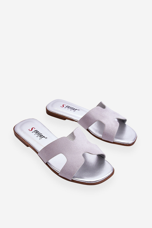 Women's Classic Suede Slippers Grey Evana