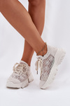Damskie Sneakersy Z Szydełkową Cholewką Beżowe Jelhiris