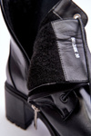 Women's Leather Boots On Heel Black Esnar