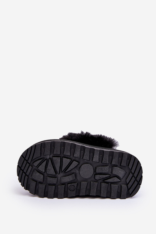 Children's Slippers With Fur Black Birasta