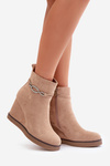 Wedge Ankle Boots With Decorative Strap Beige Kaiviana