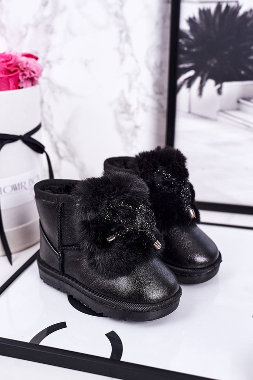 Children's Snow Boots Insulated With Fur Black Aurora