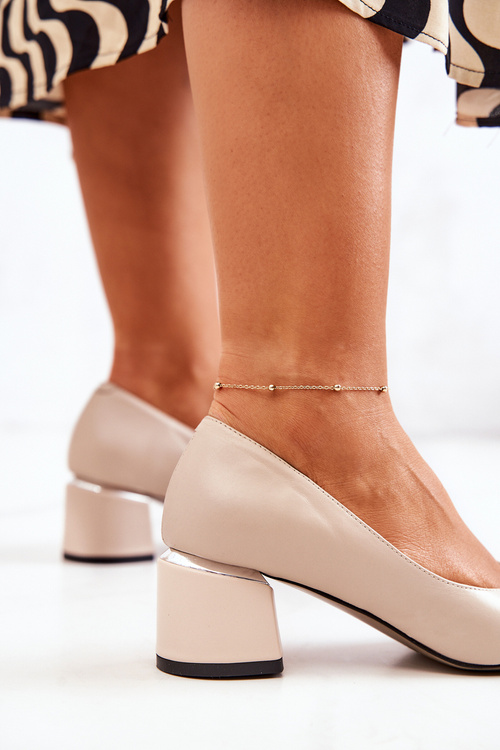 Leather Pumps Toe In Spitz Beige Marilyn