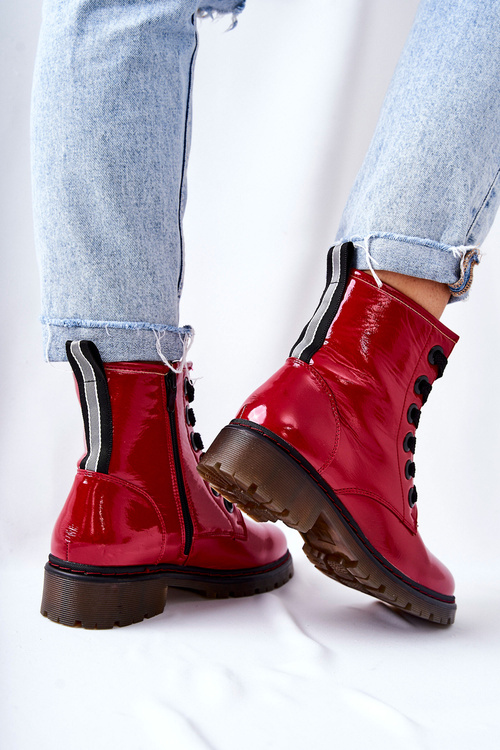 Lacquered Insulated Boots Red Lomess
