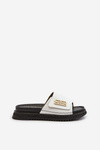 Zazoo 50101 Women's Leather Platform Slides, White