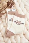 Women's Warm Socks with Teddy Bear Beige