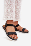 Women's Sandals With Braiding On Decorated Platform Black Velara