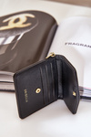 Card Holder With Golden Keychain Eco Leather Black Iritinme