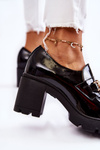 Lacquered shoes on a pillar with a gold ornament black Mikeyla