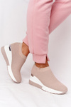Ażurowe Sneakersy Slip-On Na Koturnie Beżowe Harmony