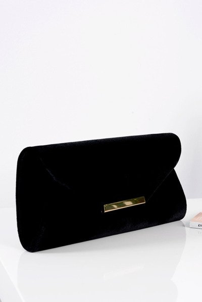 Women's Black Velvet Clutch Bag