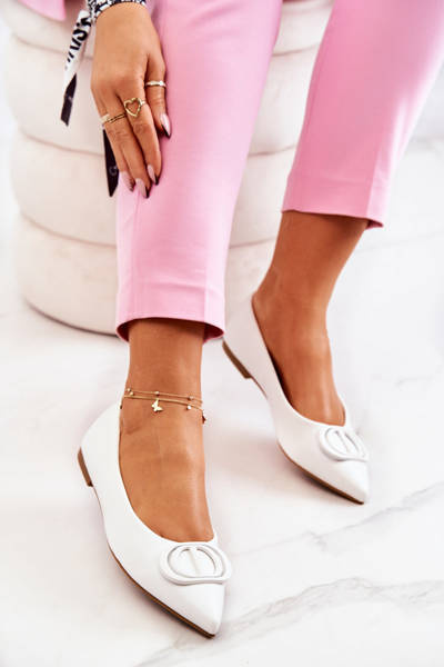 Leather Pointed Ballerinas White Rachelle