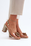 Transparent Sandals On Heel With Decorations S.Barski MR38-356 Golden