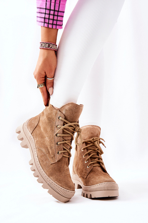 Padded Suede Boots Trappers Camel Cressid