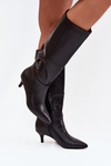 Women's boots with low heel lined with eco leather black Marcellia