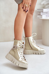 Leather Platform Ankle Boots Maciejka 06751-25 Gold