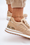 Women's Sports Shoes With Decorative Zipper Beige Adrea