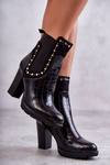 Stiletto Booties With Rhinestones Snake Black Wissey