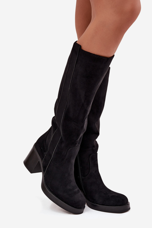 Women's insulated boots with chunky heel black Sanelle