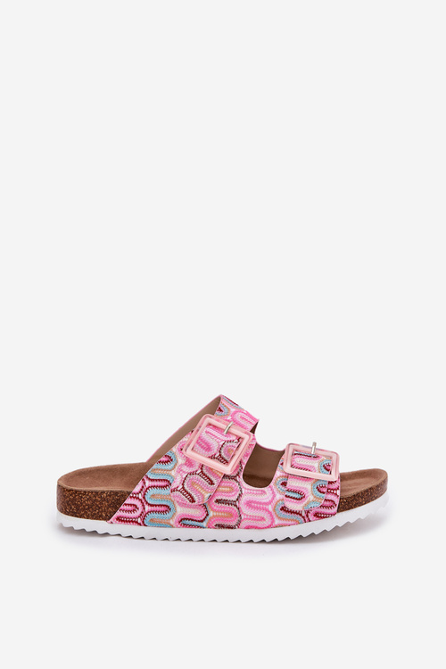 Women's Slippers With Buckles And Glitter Pink S.Barski RB51-006