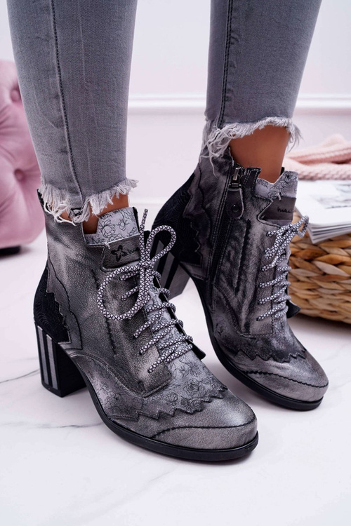 Women's Leather Boots Maciejka Grey 03190