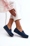 Navy Blue Women's Suede Moccasins S.Barski LR755