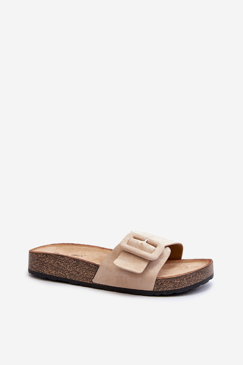 Women's Beige Eco Suede Sandals with Buckle Laeltia