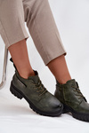 Low Insulated Women's Boots On Block Heel With Decorative Strap Dark Green Therisse