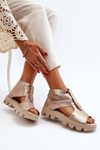 Zazoo 999 Leather Women's Sandals with Golden Zip