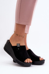 Women's Black Wedge Sandals Vleni