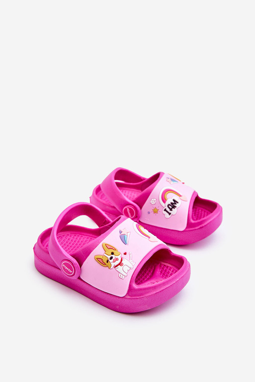 Light Children's Slides Sandals With Animal Motif Fuchsia Rico