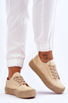 Fashionable Braided Sneakers Lee Cooper LCW-23-31-1795L Beige
