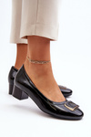 Black Patent Court Shoes with Ornament Enollia